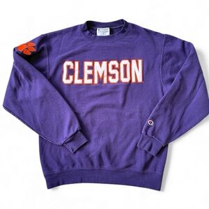 Champion Clemson Tigers Purple Crewneck Sweater Unisex Size M Vintage Y2K